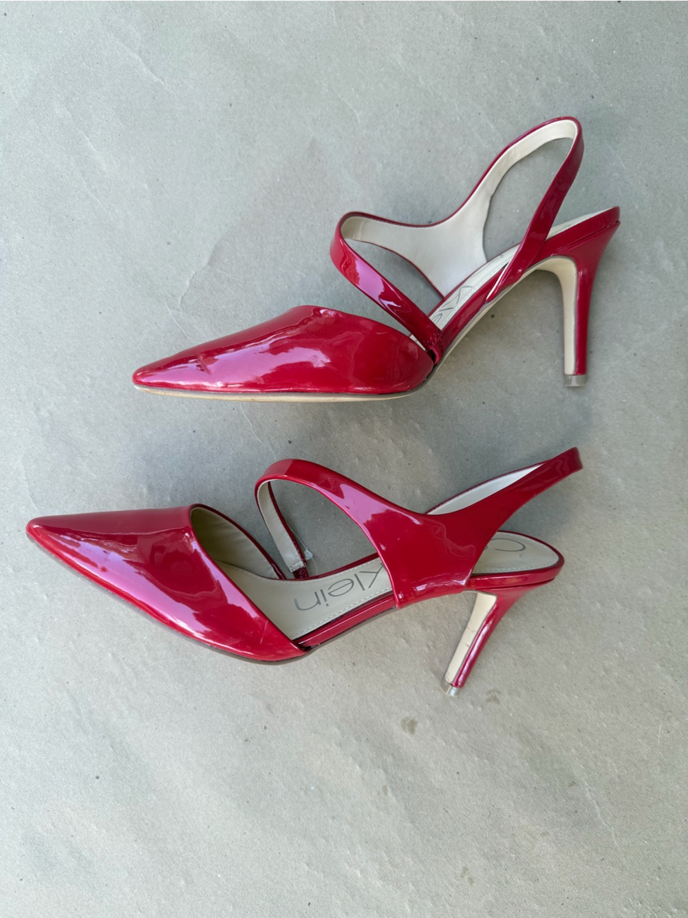 Calvin Klein Red Patent Pointed Slingback Heels